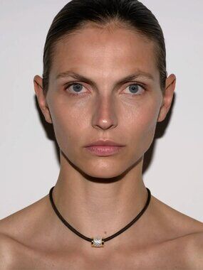 Dorsey YVES ESPRESSO PARACORD NECKLACE IN LAB WHITE SAPPHIRE